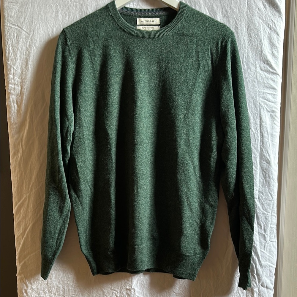 Autograph Green 100% Cashmere Crewneck Sweater